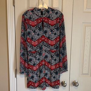 Express Navy and Red Floral Romper